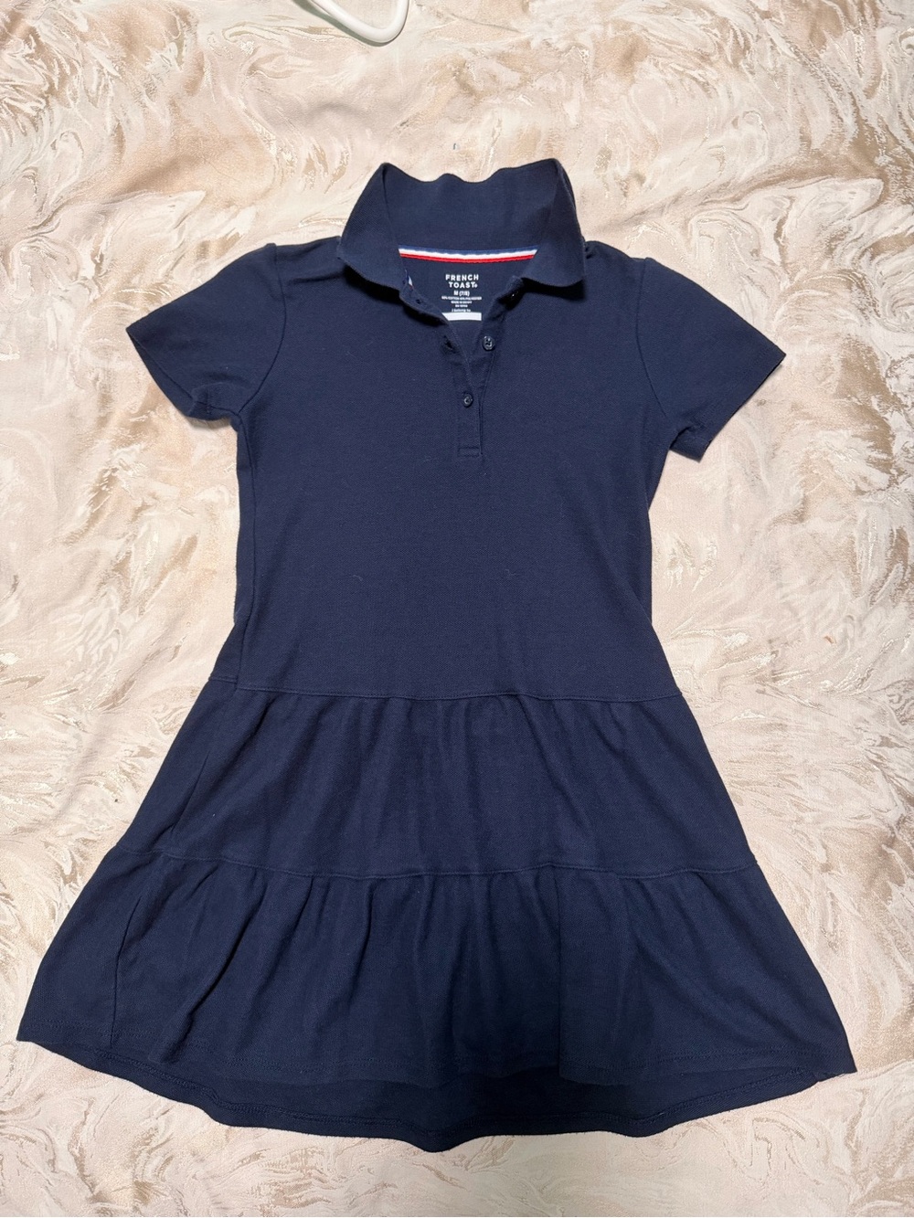 French Toast Navy Polo Tiered Skirt Dress